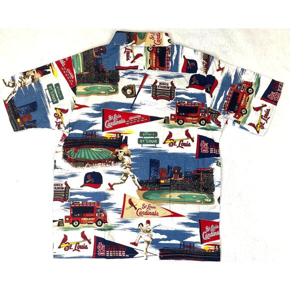 NWT Youth St. Louis Cardinals Reyn Spooner Red Scenic Button-Up Shirt, XL - Picture 5 of 6